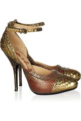 Lanvin Crystalembellished Python Pumps