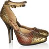 Lanvin Crystalembellished Python Pumps in Gold - Lyst