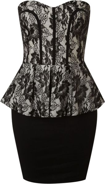 Tfnc Lace Peplum Bustier Dress - Lyst