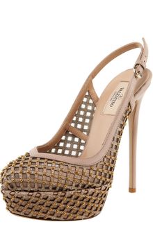 Valentino Studded Lattice Platform Slingback - Lyst