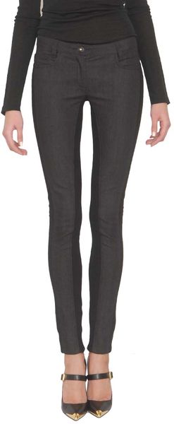 Versace Bimaterial Skinny Jeans in Black - Lyst