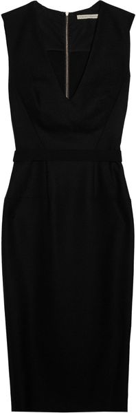 Victoria Beckham Belted Stretch Wool Blend Dress - Lyst
