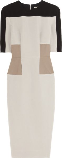 Victoria Beckham Paneled Stretchcrepe Dress in Black - Lyst