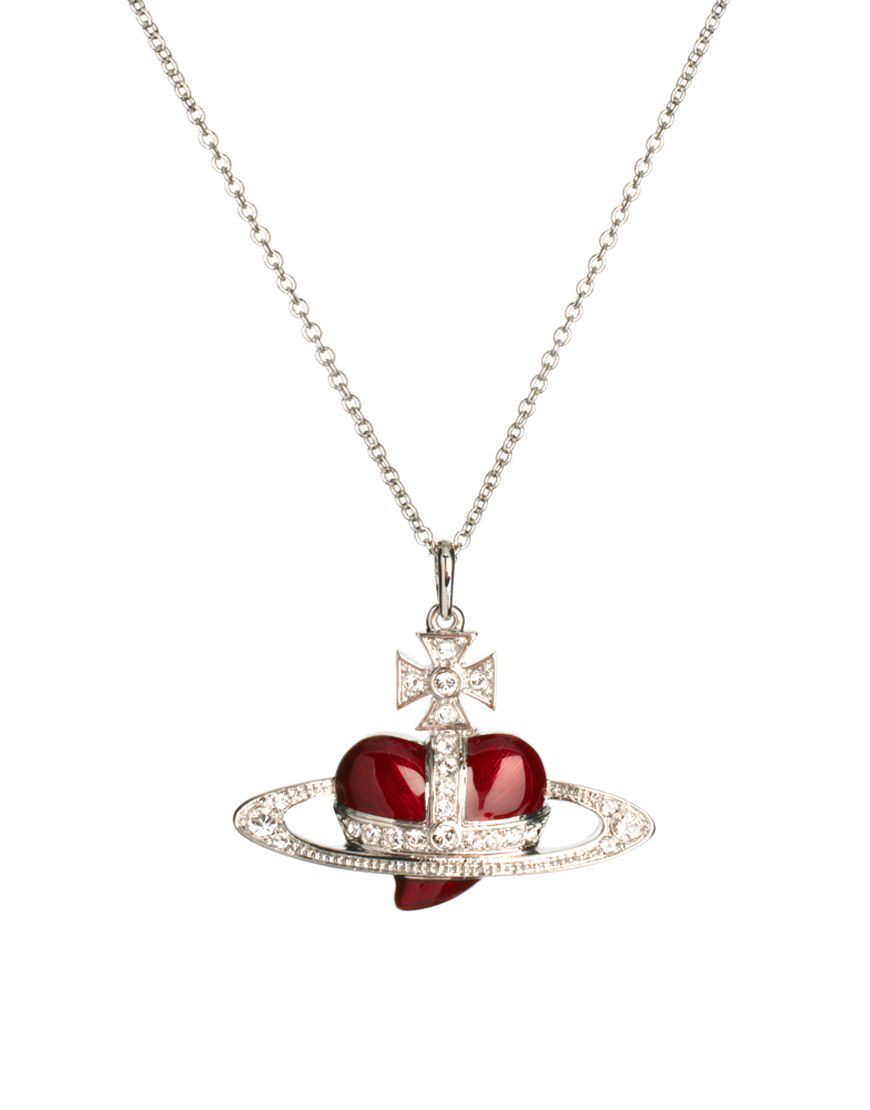 Vivienne Westwood Large Diamante Heart Pendant in Silver (redrhodium