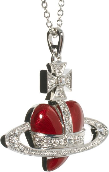 Vivienne Westwood Large Diamante Heart Pendant in Silver (redrhodium