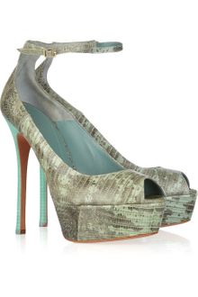 Alexander McQueen Peeptoe Python Pumps - Lyst