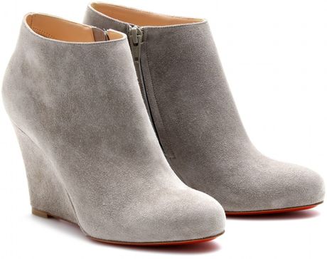 Christian Louboutin Belle Zeppa 85 Suede Wedges in Gray (grey) - Lyst