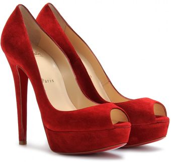 Christian Louboutin Banane 140 Suede Platform Peeptoe Pumps - Lyst