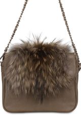 Diverso Italiano Smooth Leather Fur Eva Shoulder Bag