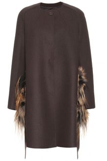 Fendi Wool Coat with Furtrimmed Pockets - Lyst