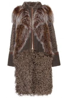 Fendi Fur Coat with Fox Fur Trim - Lyst