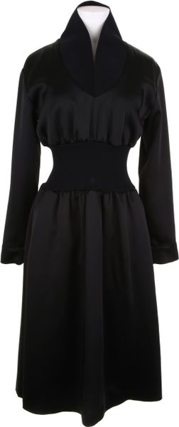 Jil Sander Flared Dress in Silk Satin in Brown (coffee) - Lyst