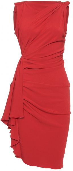 Lanvin Draped Dress in Red - Lyst