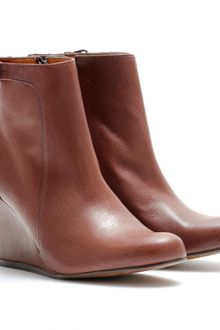 Lanvin Leather Wedged Ankle Boots - Lyst