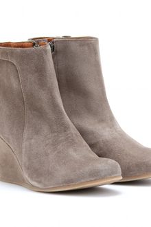 Lanvin Suede Wedged Ankle Boots - Lyst