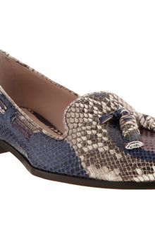 Miu Miu Python Embossed Tassel Loafer - Lyst