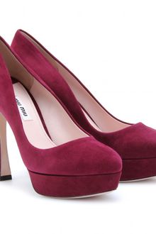 Miu Miu Suede Platform Pumps - Lyst