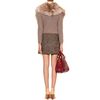 Miu Miu Ribbed Knit Cardigan with Furtrimmed Overlay in Brown (taupe) - Lyst