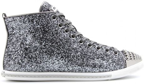 miu miu silver glitter shoes