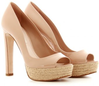 Miu Miu Patent Leather Peeptoes with Espadrille Platform - Lyst