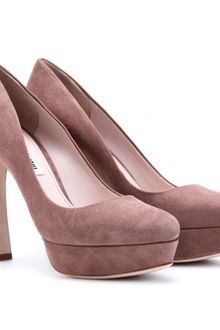 Miu Miu Suede Platform Pumps - Lyst