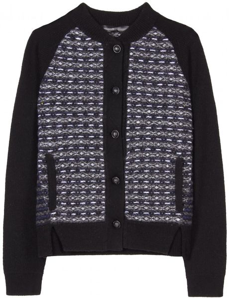 Proenza Schouler Contrast Jacquard Reversible Cardigan in Gray - Lyst