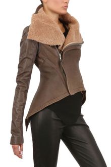 Rick Owens Pointed Shearling Leather Biker Jacket - Lyst