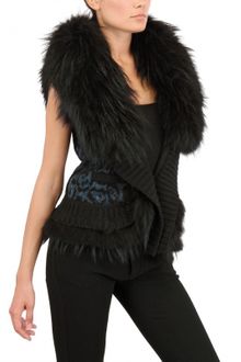 Roberto Cavalli Marmot Fur Wool Cashmere Knit Vest - Lyst