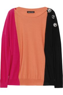 Sonia Rykiel Colorblock Fine Knit Wool and Cashmere Blend Sweater - Lyst