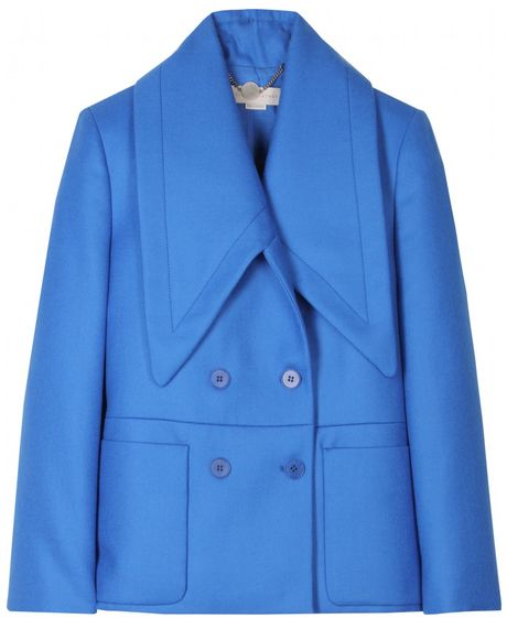 Stella Mccartney Wool Jacket with Oversized Collar in Blue - Lyst