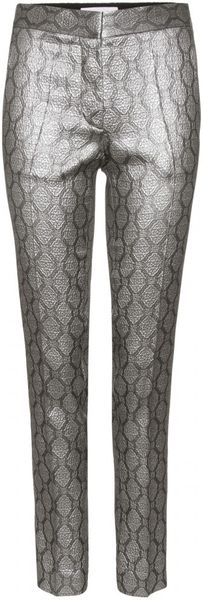 Stella Mccartney Jacquard Woven Trousers in Silver - Lyst