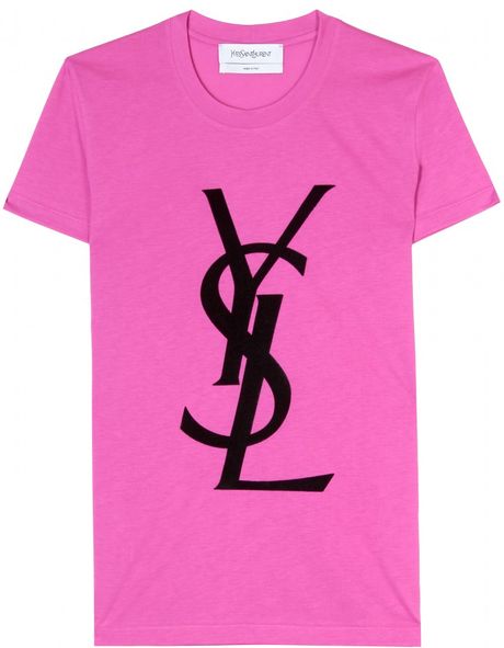Saint Laurent Logo Tshirt in Pink | Lyst
