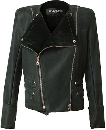 Balmain Leather and Shearling Biker Jacket - Lyst
