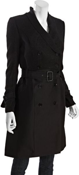Bcbgmaxazria Black Cottonsilk Johnny Belted Sweater Trench in Black - Lyst