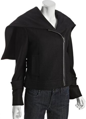 BCBGMAXAZRIA Black Wool Hooded Zip Jacket - Lyst