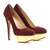 Charlotte Olympia Dolly Platform Pumps with Ruffled Anklets in Red (aubergine) - Lyst
