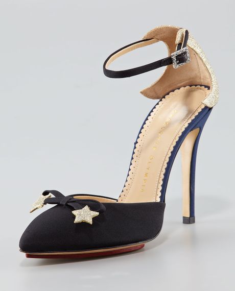 Charlotte Olympia My Lucky Stars Astrid Ankle Strap Pump in Blue (black navy) - Lyst