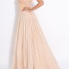 Elie Saab Cap Slv Embd Top Asym Broach in Beige - Lyst
