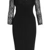Elie Saab Lace Sleeve Dress in Black (gold) - Lyst