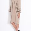Elie Saab Removable Fur Collar Coat in Beige (silver) - Lyst
