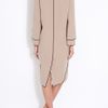 Elie Saab Removable Fur Collar Coat in Beige (silver) - Lyst