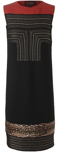 Giambattista Valli Embellished Virgin Wool Knit Dress in Red (black multi) - Lyst