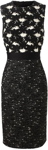 Giambattista Valli Macramé Lace and Boucle Wool Pencil Dress in Black (black white) - Lyst