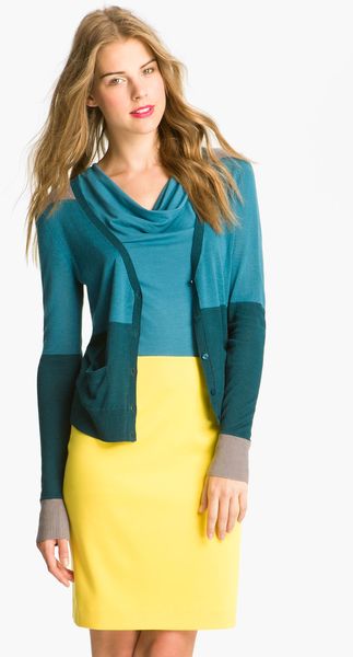 Halogen Colorblock Vneck Cardigan - Lyst