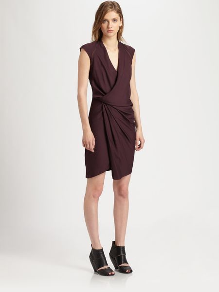 Helmut Lang Molten Drape Dress in Brown (purple) - Lyst