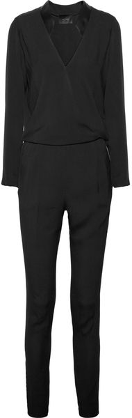 Jay Ahr Silkblend Satintrimmed Crepe Jumpsuit - Lyst