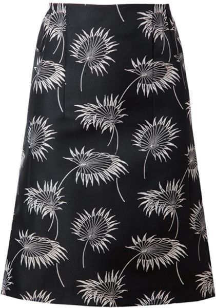 Marni Sunflower Printed Aline Skirt in Black (sunflower) - Lyst