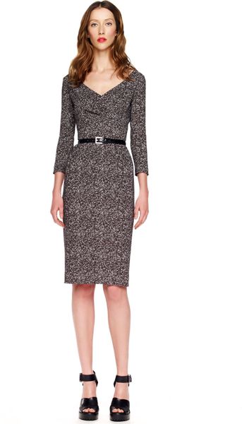 Michael Kors Tweed Herringbone Printed Cady Dress in Gray (black) - Lyst