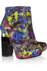 Nicholas Kirkwood Geometricheel Printed Silkcovered Leather Ankle Boots