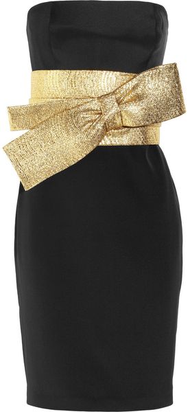 Notte By Marchesa Bow Front Silk Crepe Dress - Lyst